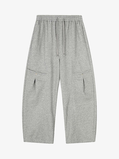 Riveted Pleated Drawstring Scimitar Casual Pants 