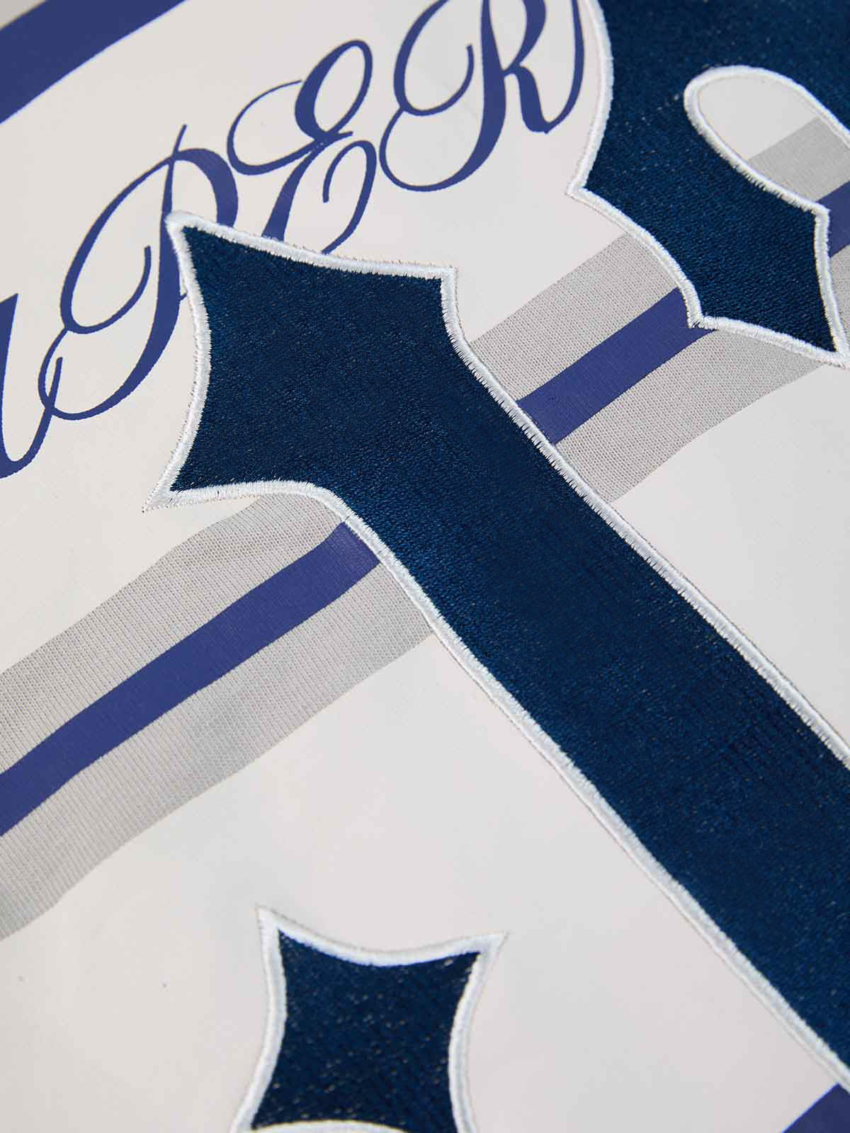 Supermade Color-Blocked Polo Collar Embroidered Print Long-Sleeved Jersey?