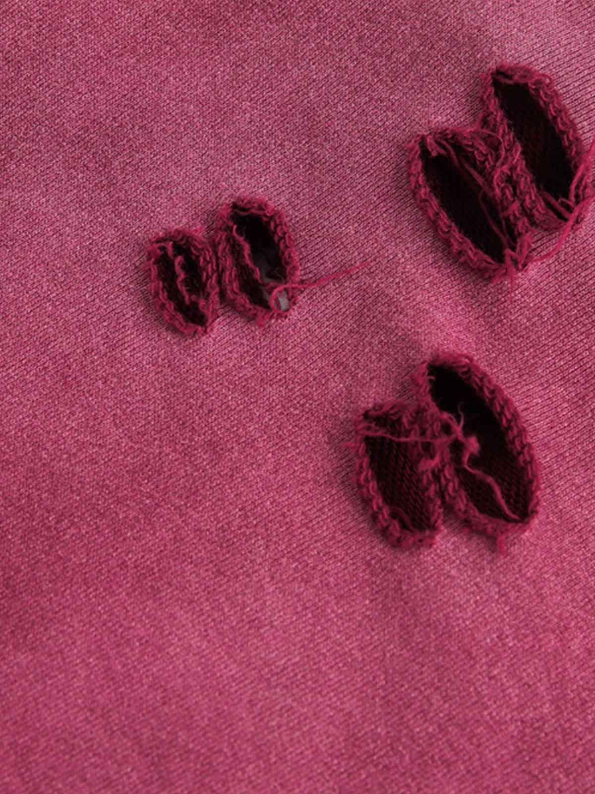 Street Distressed Half-Zip Ripped Hoodie 