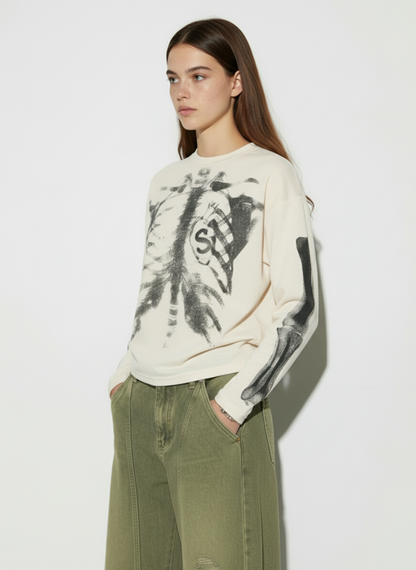 Skeleton Graphic Waffle Sweatshirt –  2495
