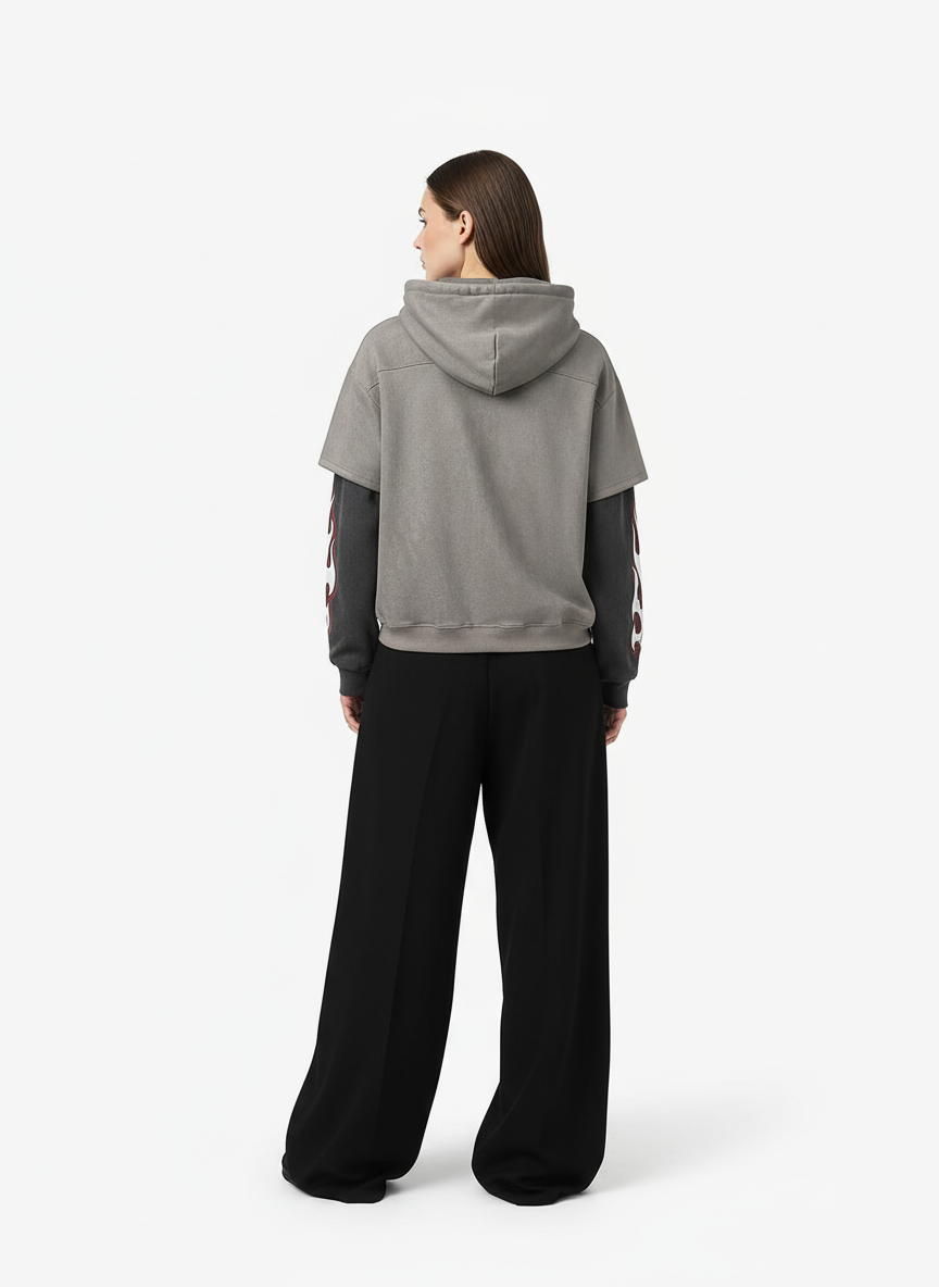 Suede Large Pocket Faux Two-Piece Zipper Short Jacket