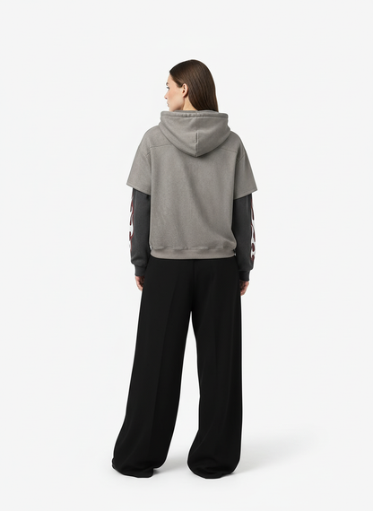 Suede Large Pocket Faux Two-Piece Zipper Short Jacket