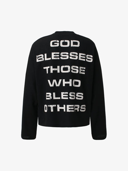 Street Cross Lettering Print Long-sleeved T-shirt 
