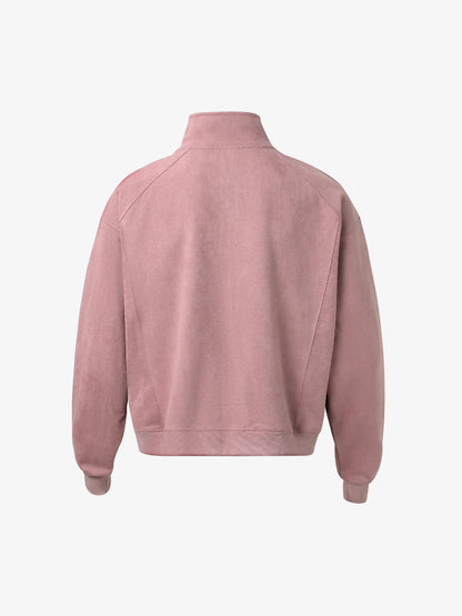 Suede Embroidered Zippered Short Jacket 