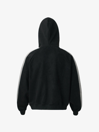 Suede Foam Letter Patchwork Zipper Shorts Jacket 