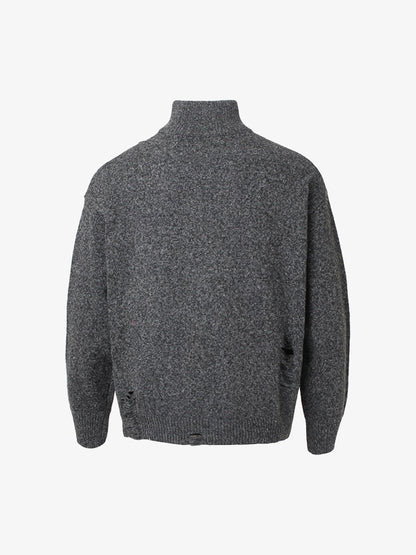 Turtleneck Cardigan Zip-Up Cable Sweater 
