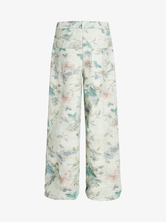 Vintage Floral Print Straight Jeans 