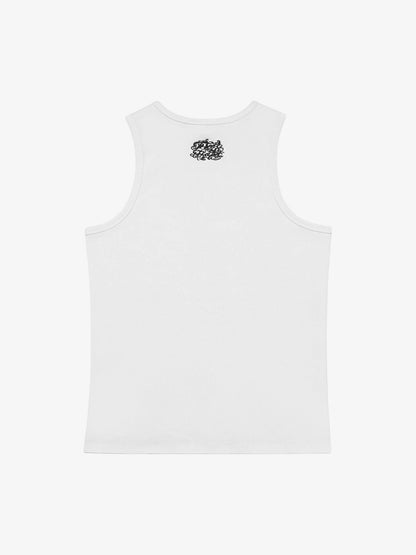 Gothic Lettering Embroidered Ribbed Vest 