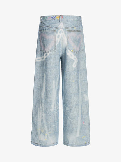 Retro Spray Graffiti Fun Straight Jeans 