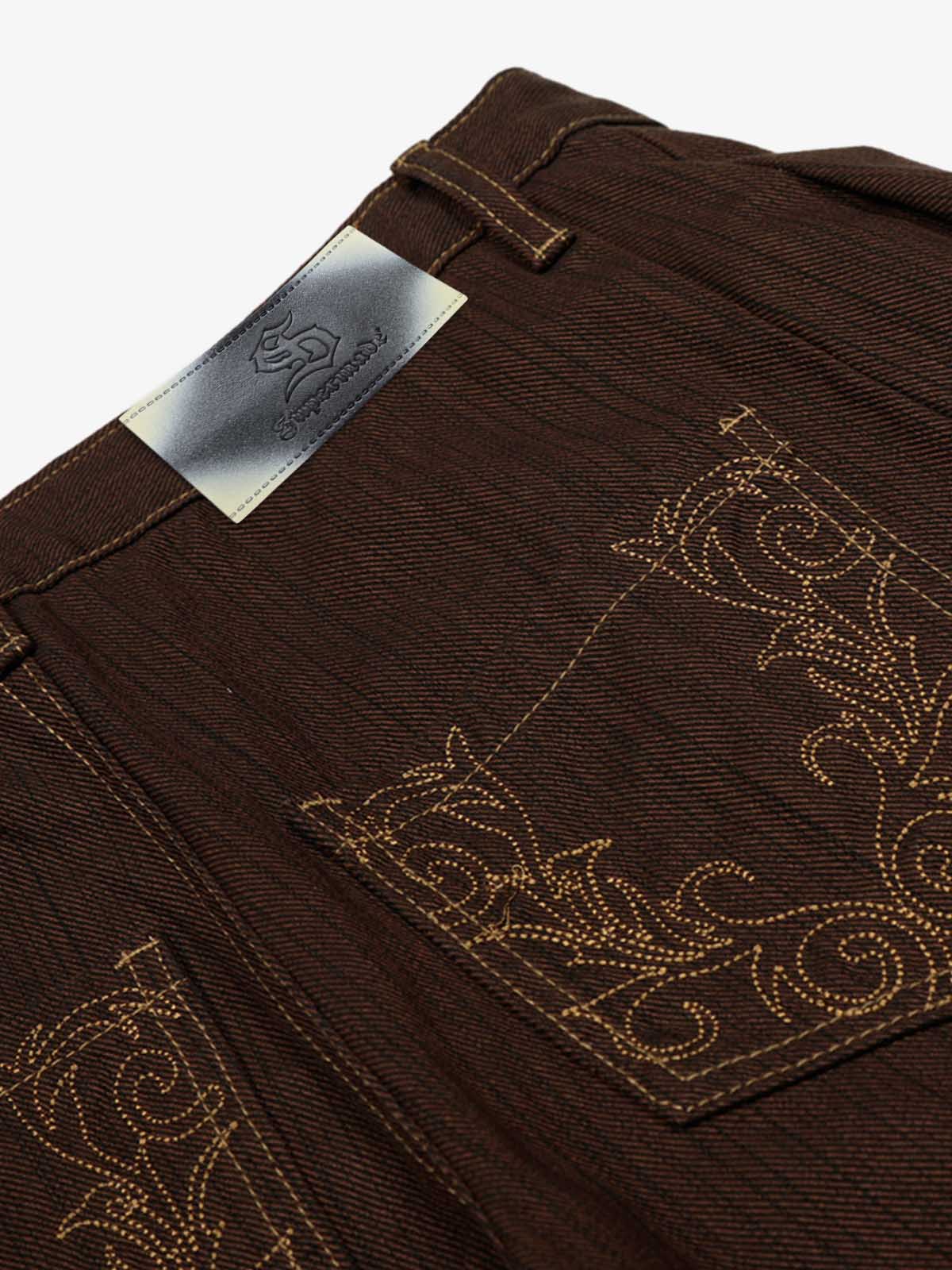 Vintage Contrast Thread Barrel Pants 