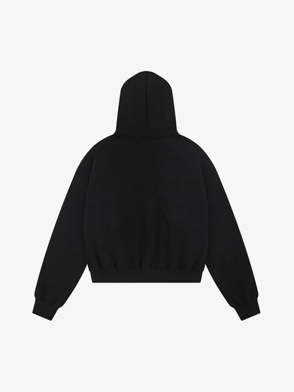 Street Hip-Hop Rhinestone Cropped Hooded Sweatshirt