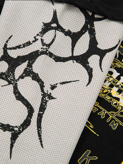 Hip-Hop Punk Faux Two-Piece Long-Sleeved T-Shirt 