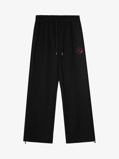 Appliquéd Number Drawstring Casual Pants 