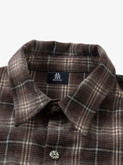 Cotton Street Distressed Plaid Faux Two-Piece Shirt?