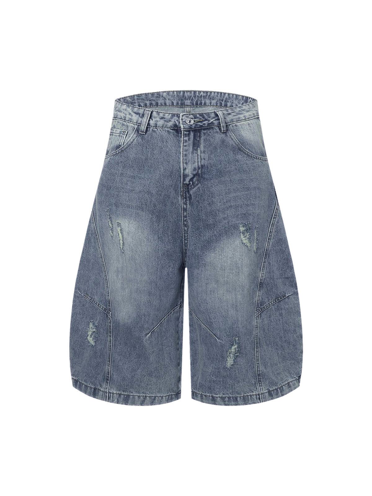 Distressed Ripped Deconstructed Split Barrel Jorts 