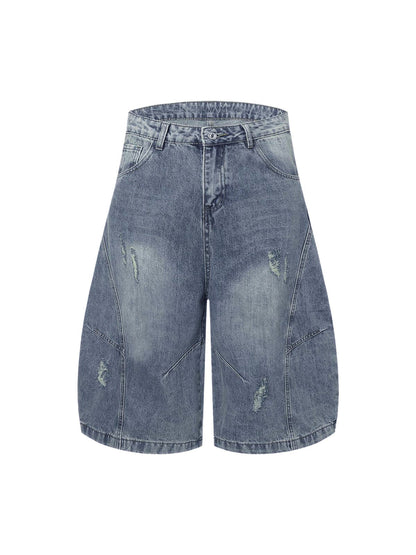 Distressed Ripped Deconstructed Split Barrel Jorts 