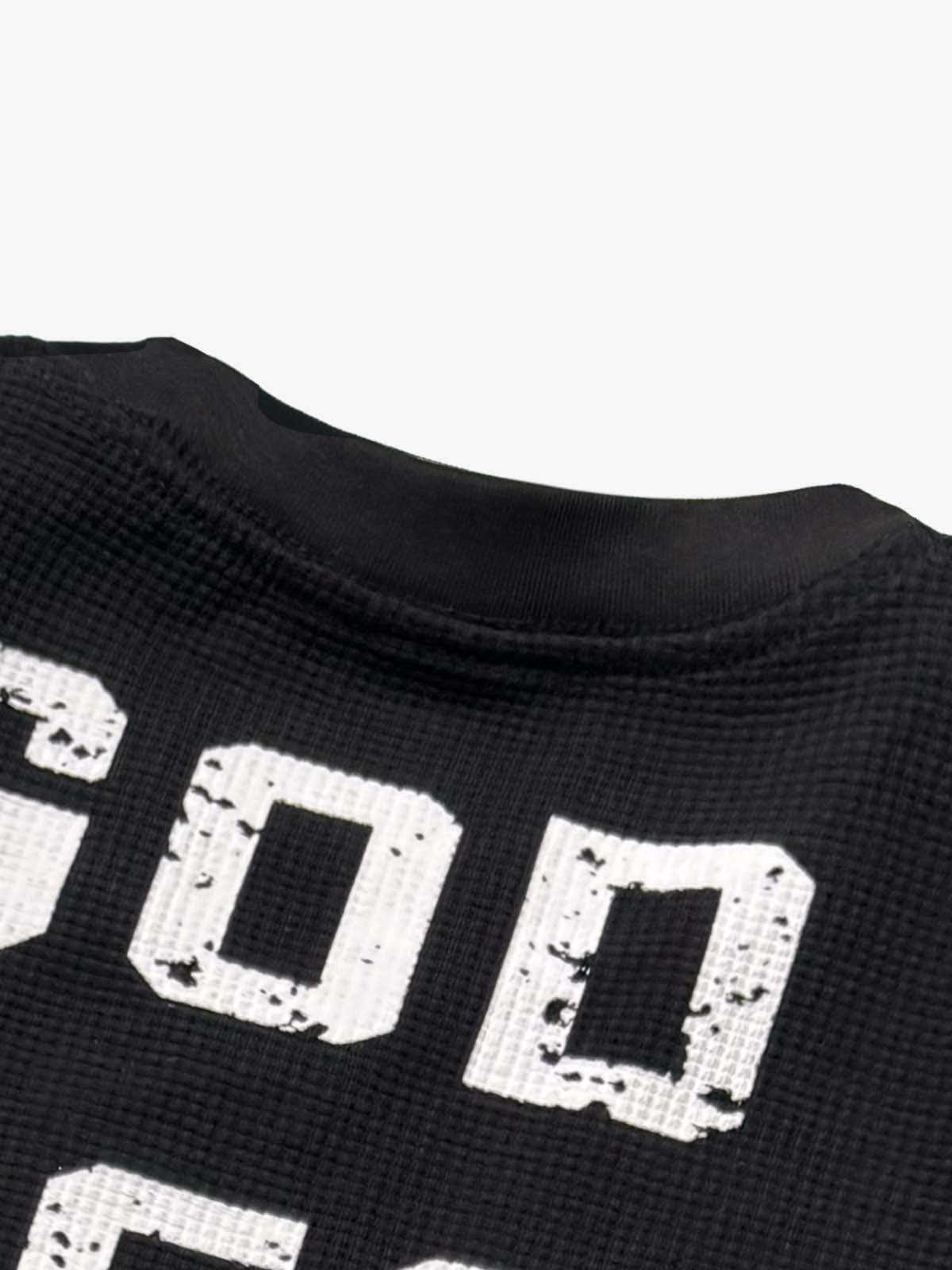 Street Cross Lettering Print Long-Sleeved T-Shirt