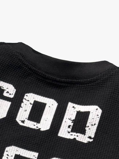 Street Cross Lettering Print Long-Sleeved T-Shirt