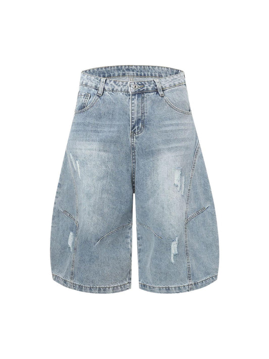 Distressed Ripped Deconstructed Split Barrel Jorts 