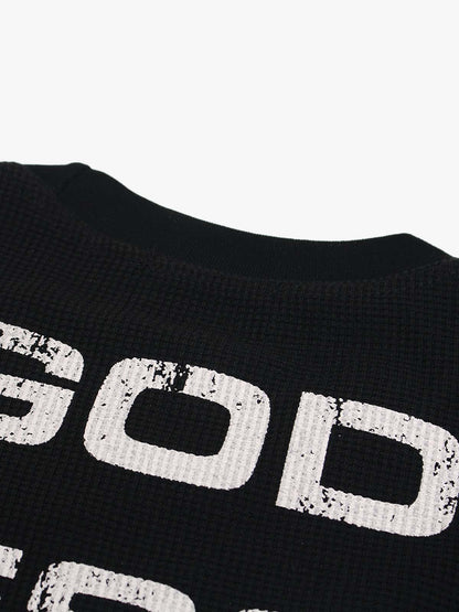 Street Cross Lettering Print Long-sleeved T-shirt 