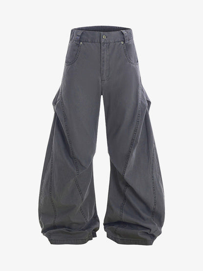 Vintage Distressed Pleated Barrel Pants 
