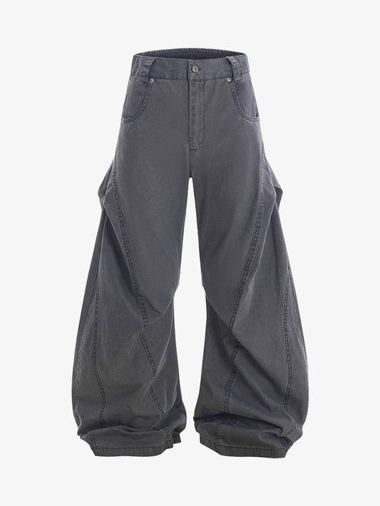 Vintage Distressed Pleated Barrel Pants 