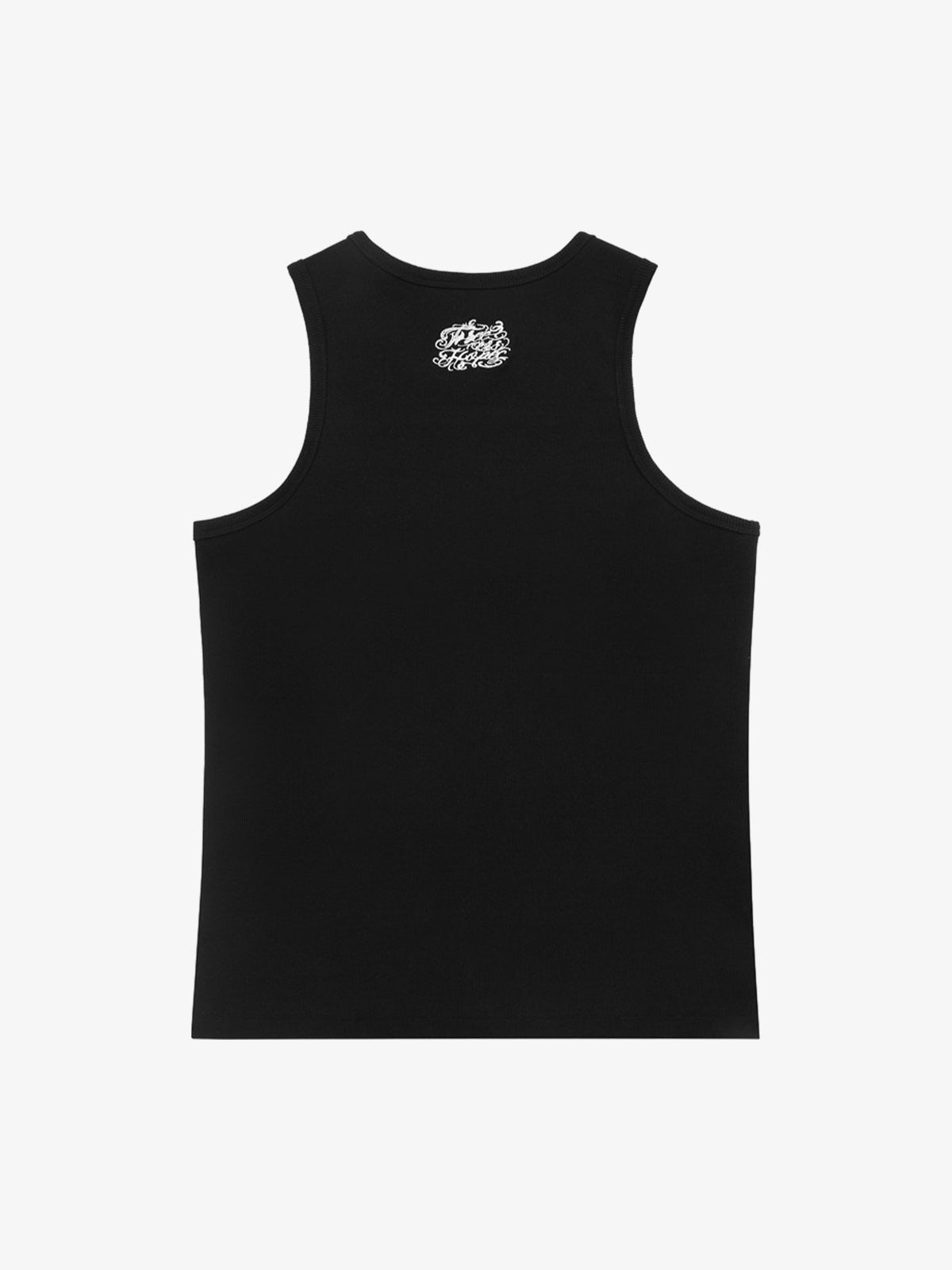 Gothic Lettering Embroidered Ribbed Vest 
