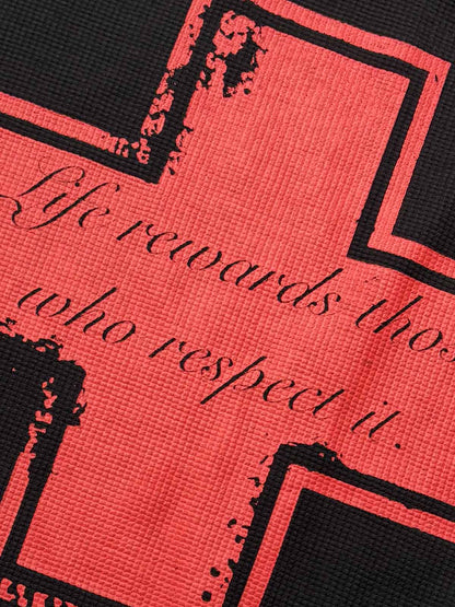 Street Cross Lettering Print Long-Sleeved T-Shirt