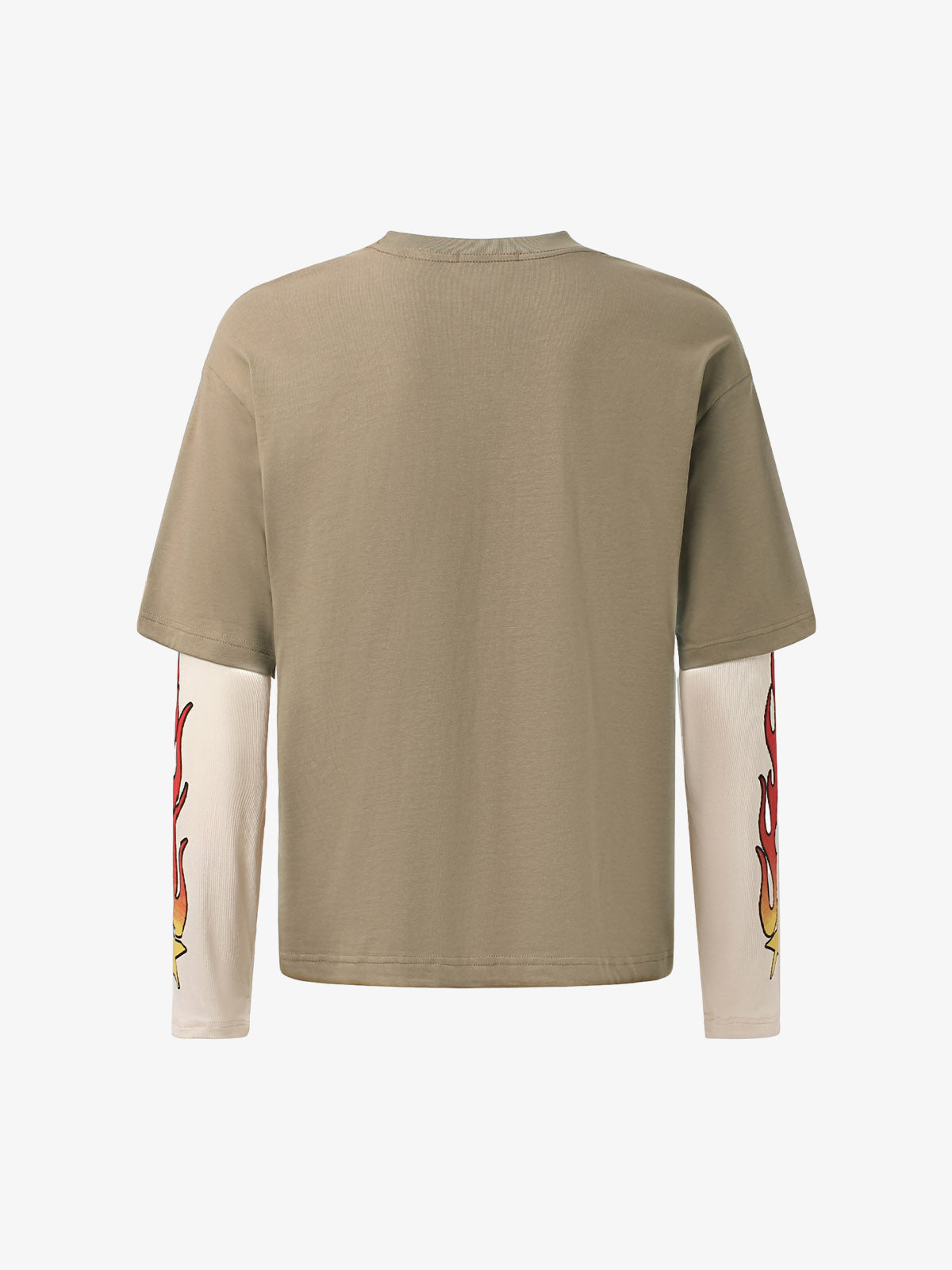 Gradient Letter Print Patchwork Faux Two-Piece Long-Sleeved T-Shirt