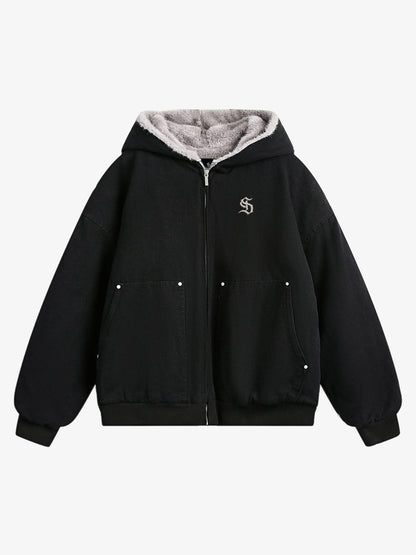 Thesupermade Fur Hooded Zip Up Quilted Jacket - 2510