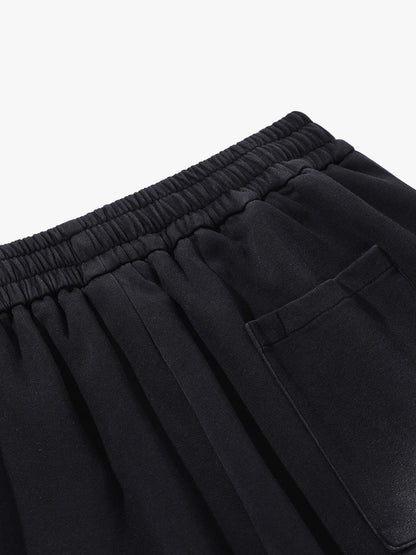 French Terry Distressed Gradient Drawstring Wide Leg Pants