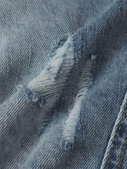 Distressed Ripped Deconstructed Split Barrel Jorts 