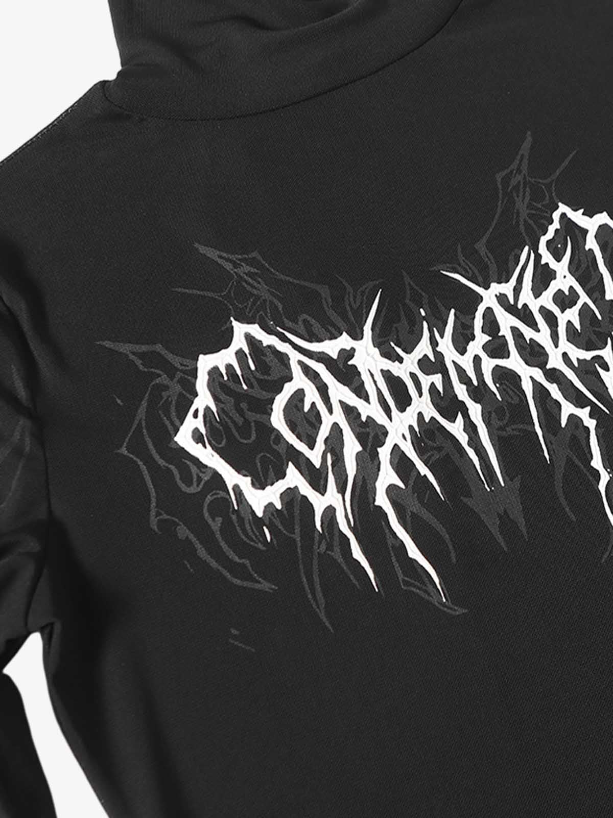 Dark Style Printed Slim Mesh Long Sleeves T-Shirt 