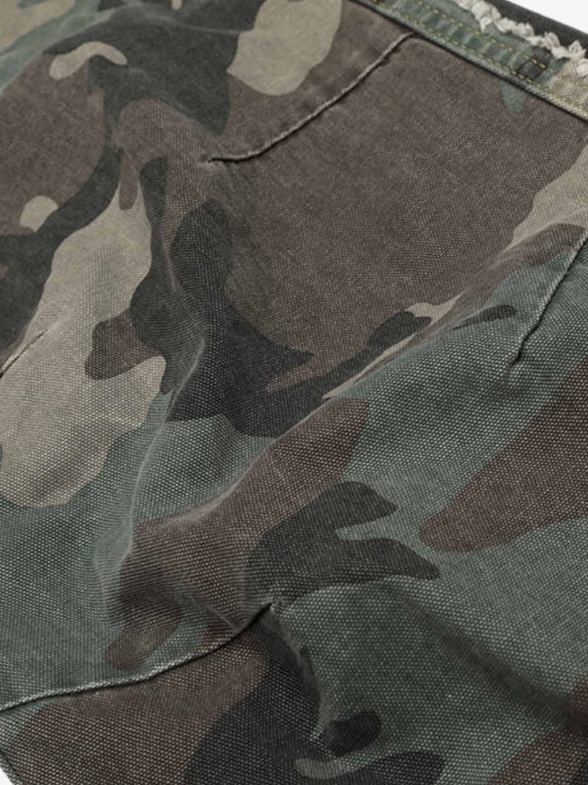 Retro Double Waist Camouflage Barrel Jeans