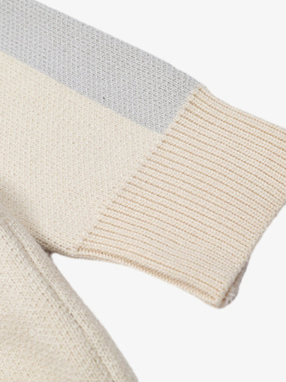 Vertical Striped Colorblock Lapel Sweater