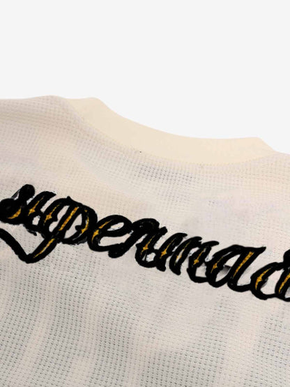 Retro Letter Print Waffle Simplicity Long-Sleeved T-Shirt