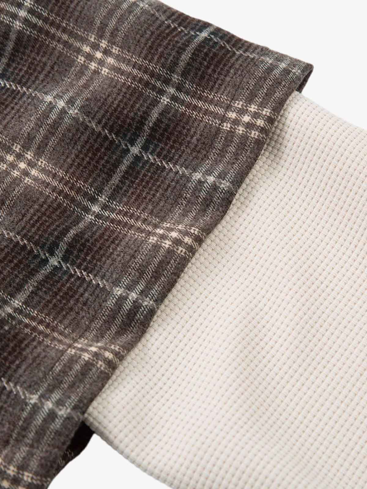 Cotton Street Distressed Plaid Faux Two-Piece Shirt?