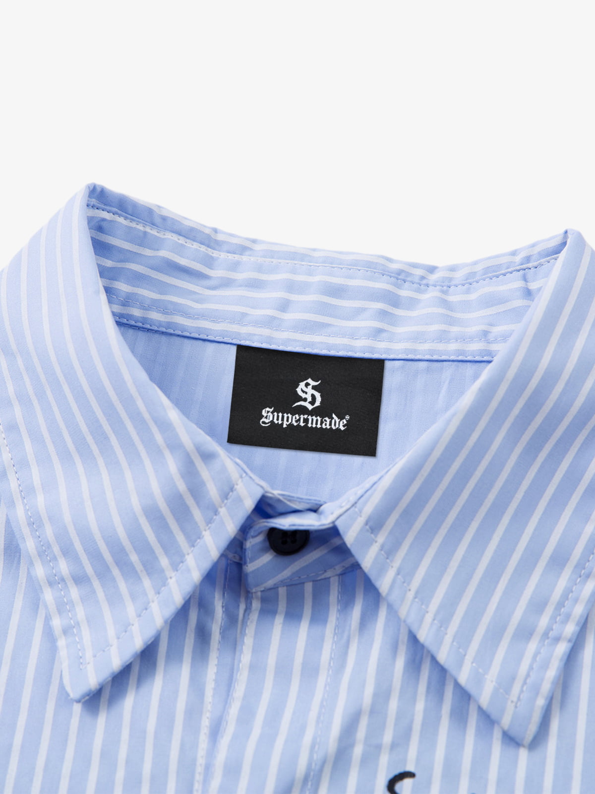 Vintage Illustration Striped Faux Two-Piece Shirt?