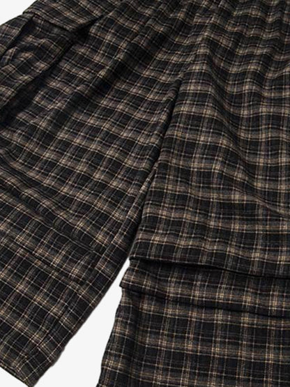 Plaid Cotton Cargo Shorts for Men - Oversized Fit with Multiple Pockets and Elastic Waistband?