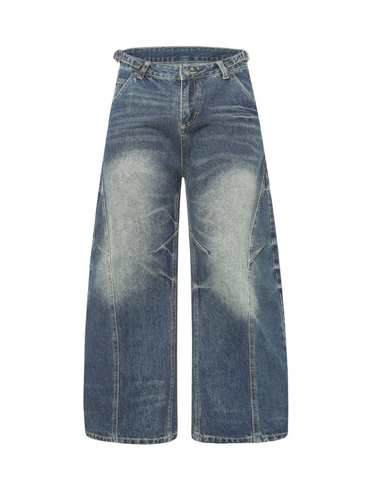 Washed Distressed Deconstructed Pleated Scimitar Jorts 