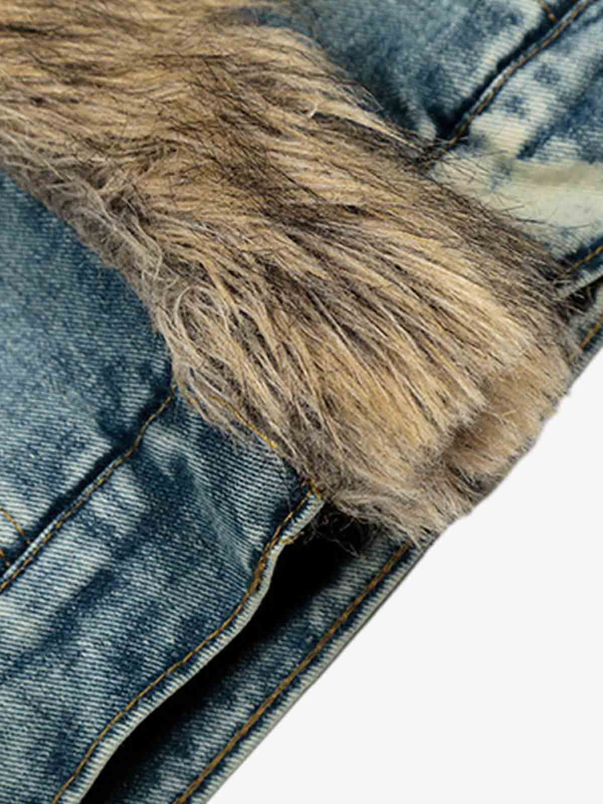 Stylish Denim Jacket with Faux Fur Trim for Men and Women - Perfect for Casual Outfits 