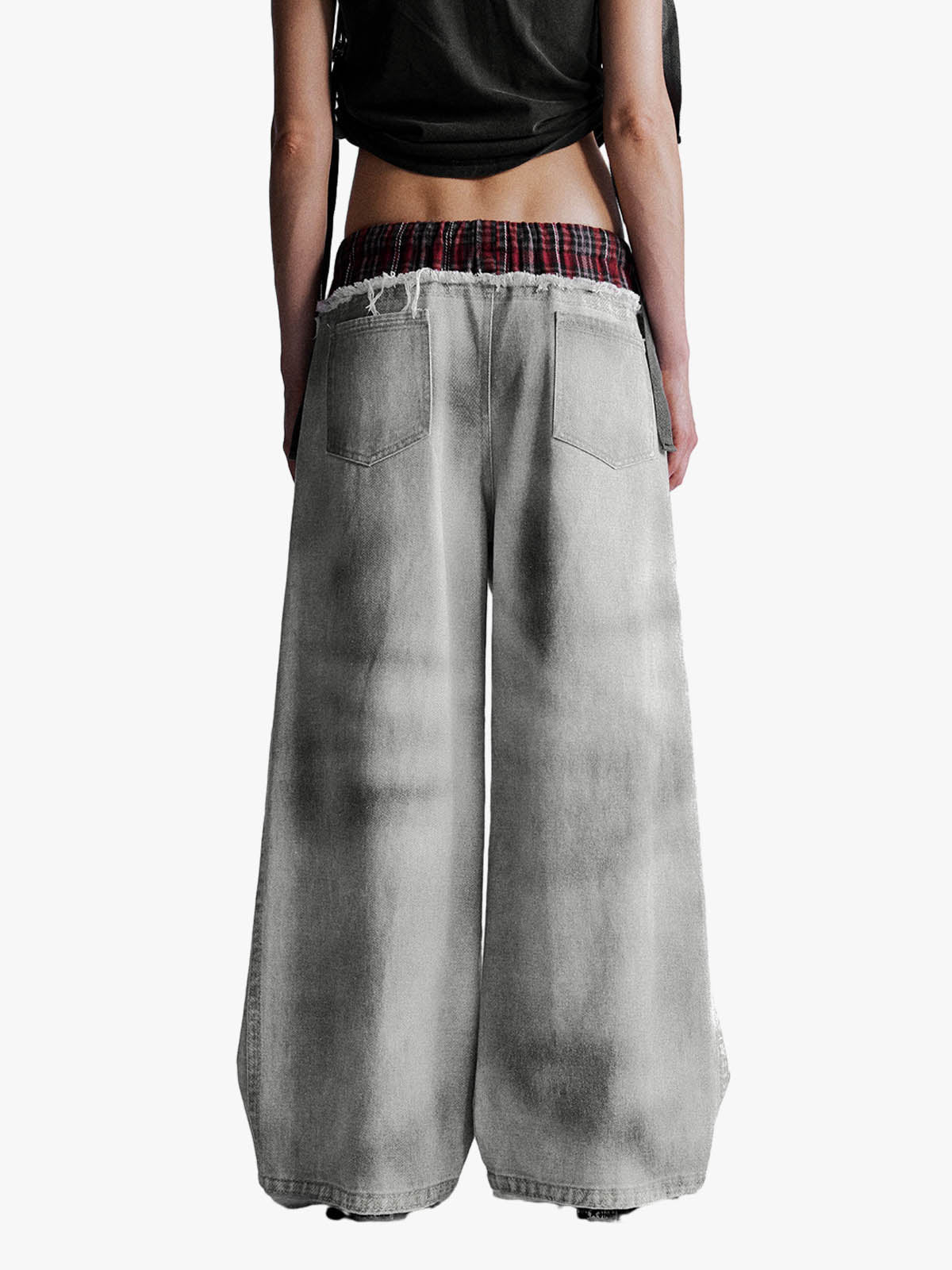 Thesupermade Waistband Patch Drawstring Jeans 