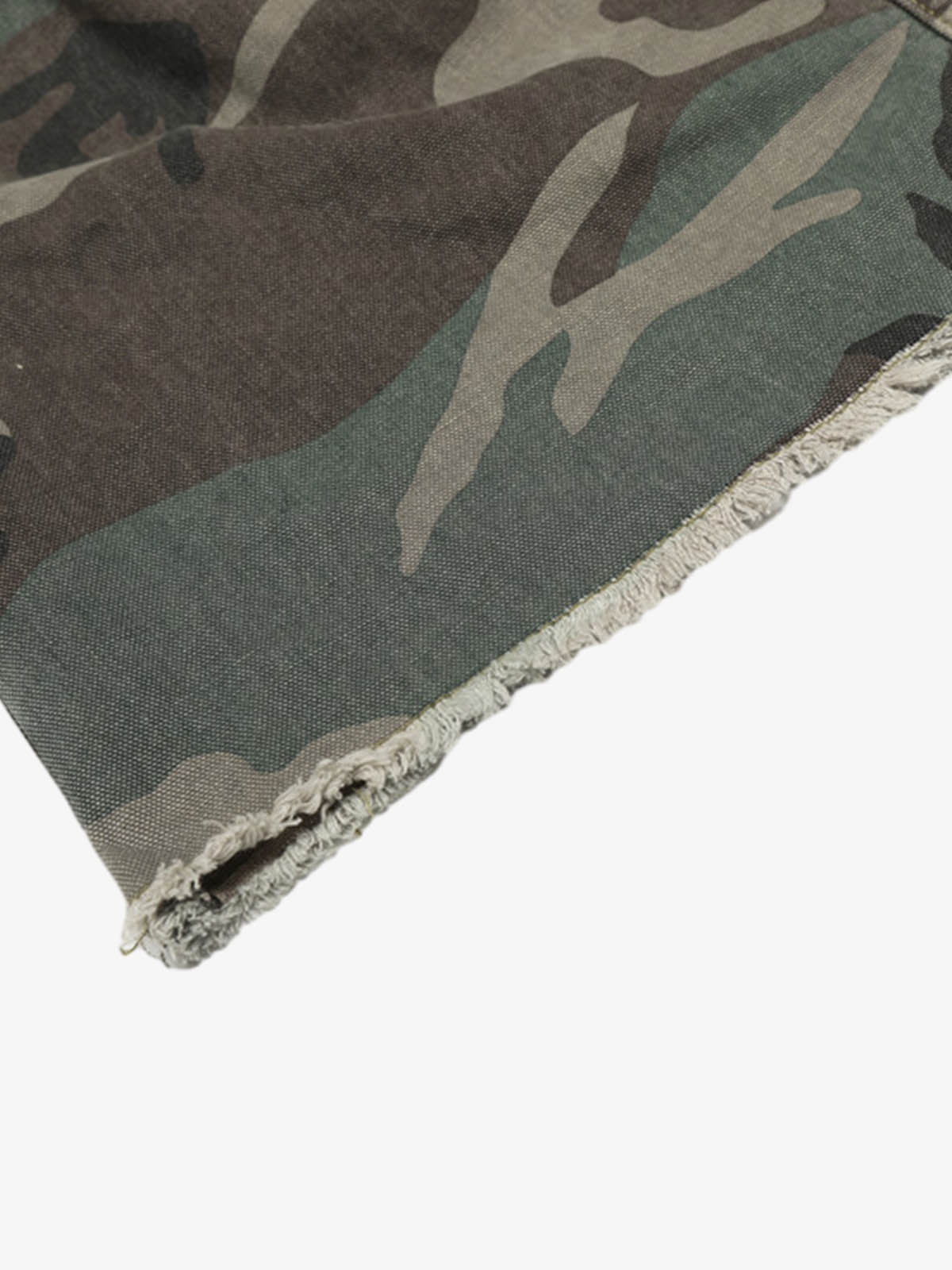 Retro Double Waist Camouflage Barrel Jeans