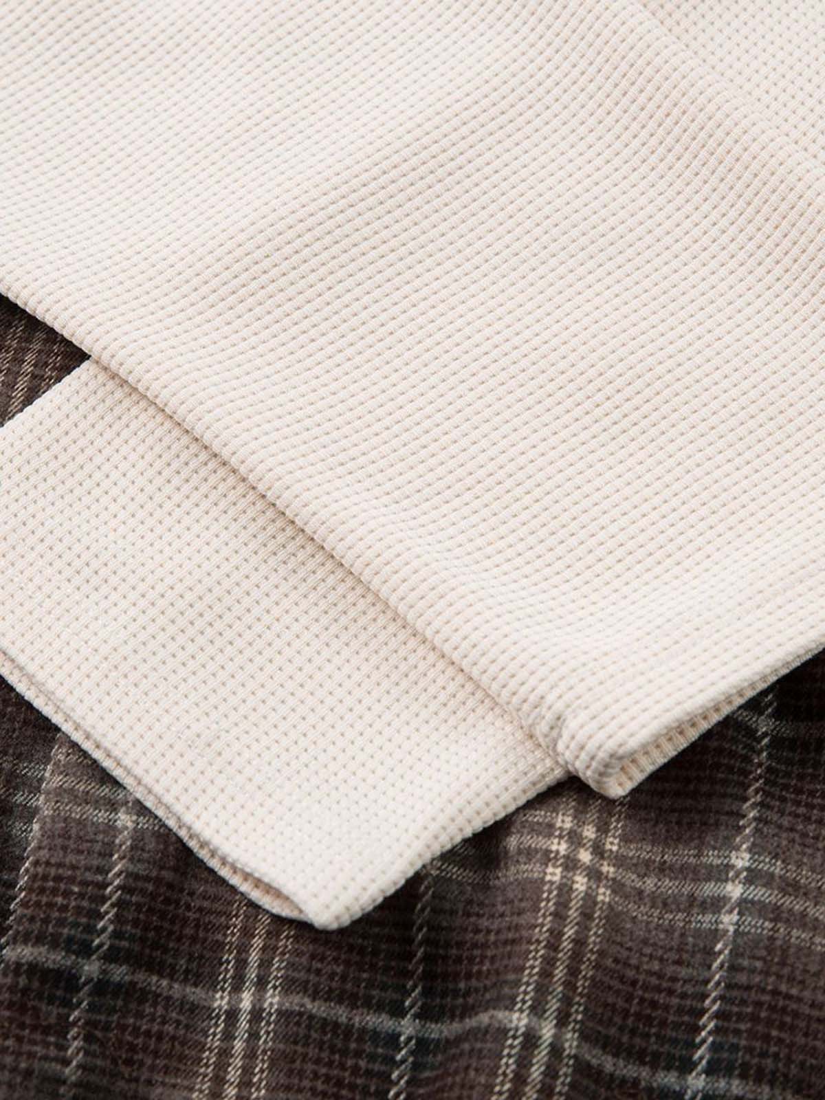 Cotton Street Distressed Plaid Faux Two-Piece Shirt?