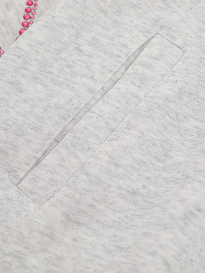 Street Hip-Hop Rhinestone Cropped Hooded Sweatshirt