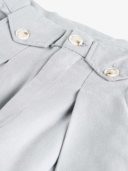 Pleated Button-down Scimitar Jeans 