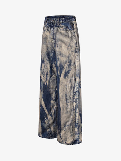 Wide-Leg Tie-Dye Denim Pants for Women - Fashionable and Comfortable Design 