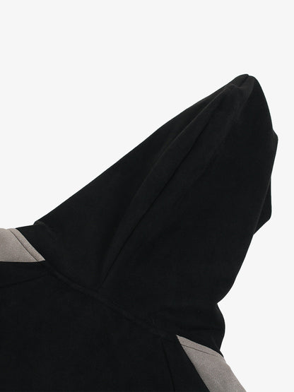 Suede Foam Letter Patchwork Zipper Shorts Jacket 