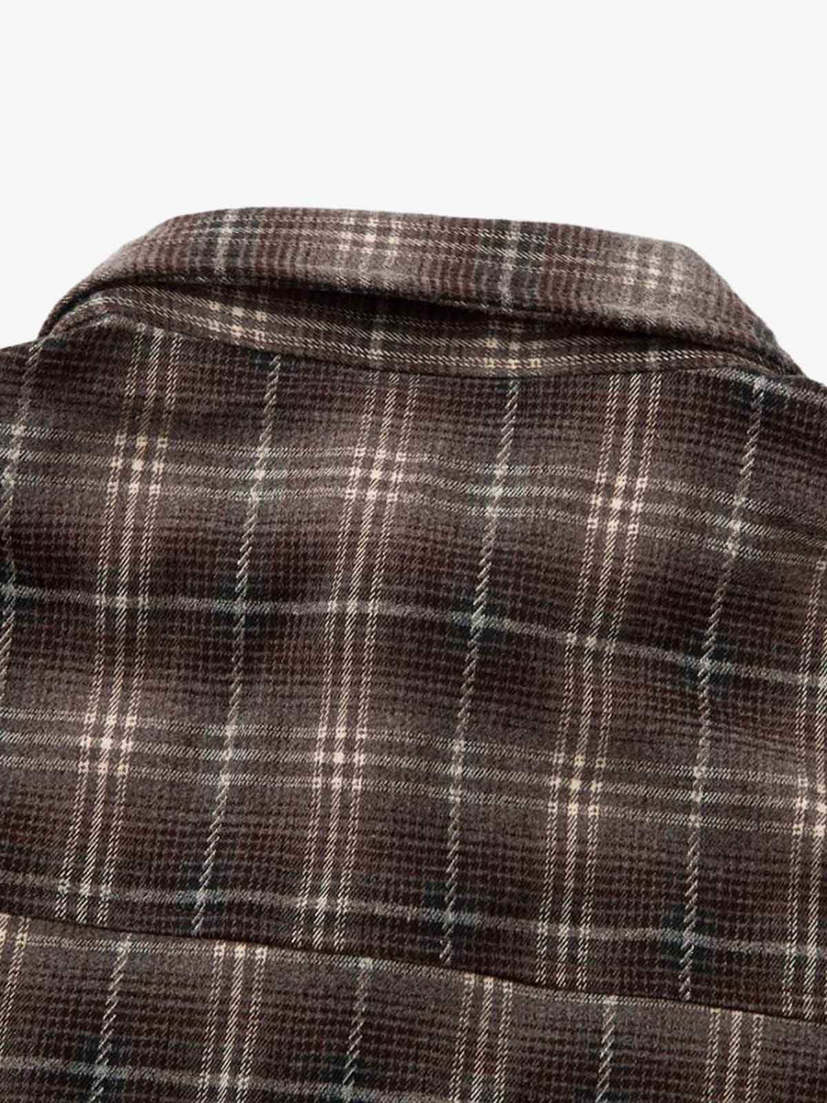 Cotton Street Distressed Plaid Faux Two-Piece Shirt?