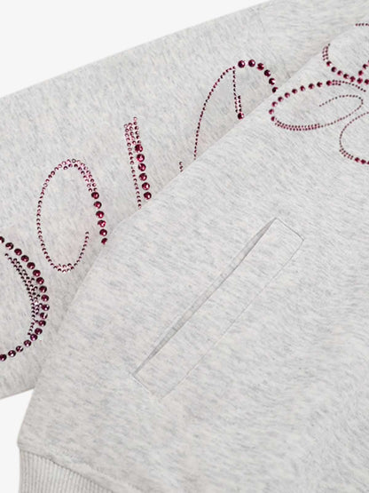 Street Hip-Hop Rhinestone Cropped Hooded Sweatshirt